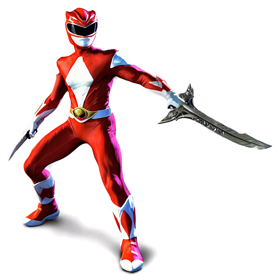 Red Power Ranger With Sword Drawn Png Apj PNG image