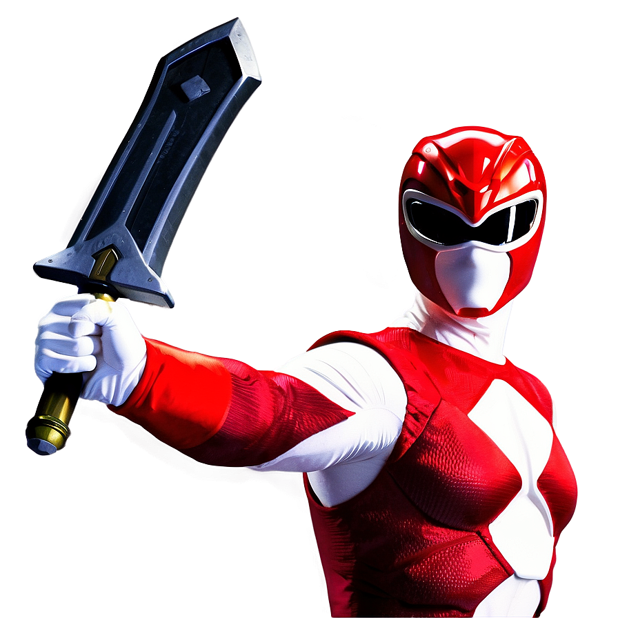 Red Power Ranger With Sword Drawn Png Dxc PNG image