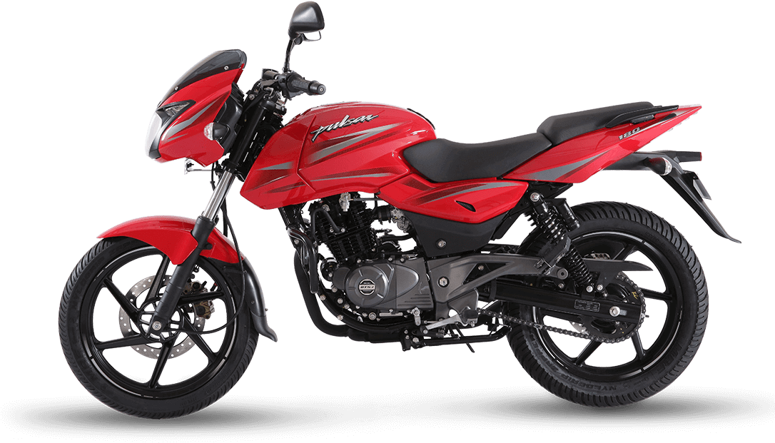 Red Pulsar Motorcycle Profile View PNG image