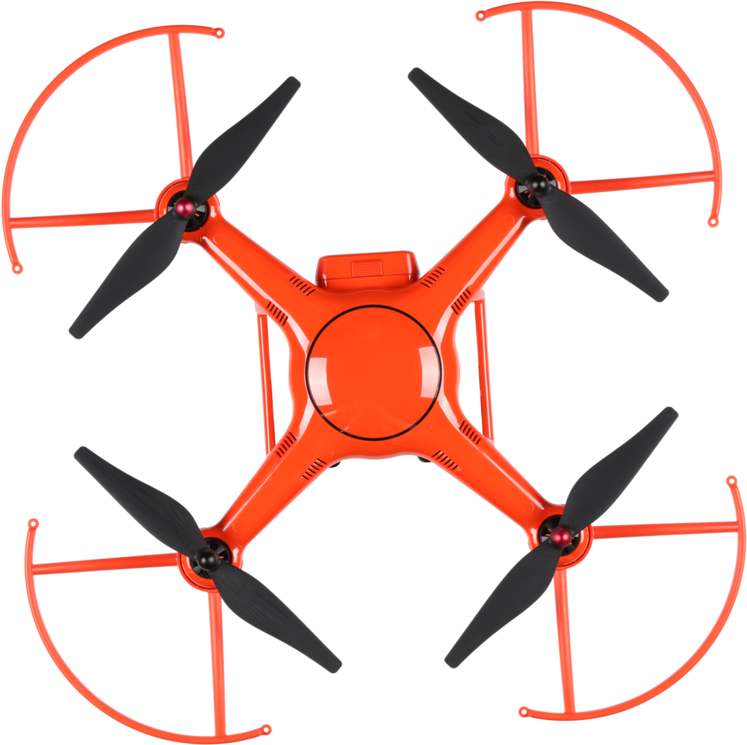 Red Quadcopter Drone Top View PNG image