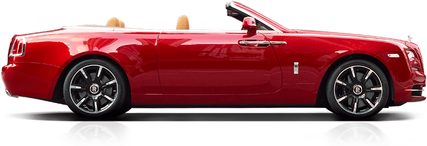 Red Rolls Royce Dawn Convertible Side View PNG image