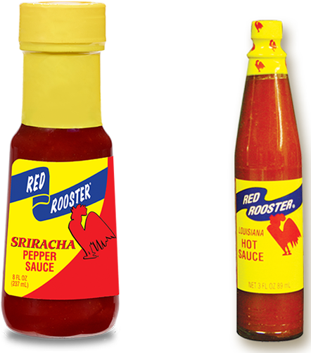 Red Rooster Srirachaand Louisiana Hot Sauce Bottles PNG image