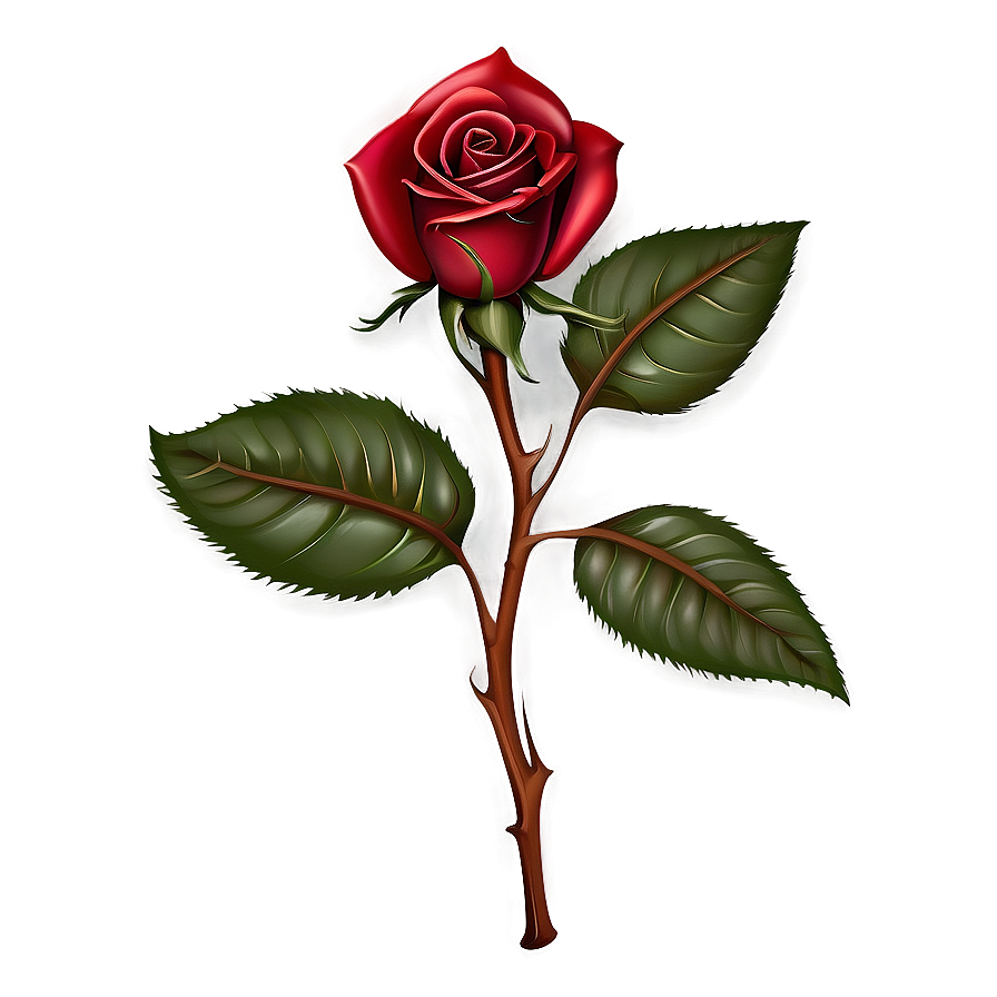 Red Rose With Leaves Png 3 PNG image