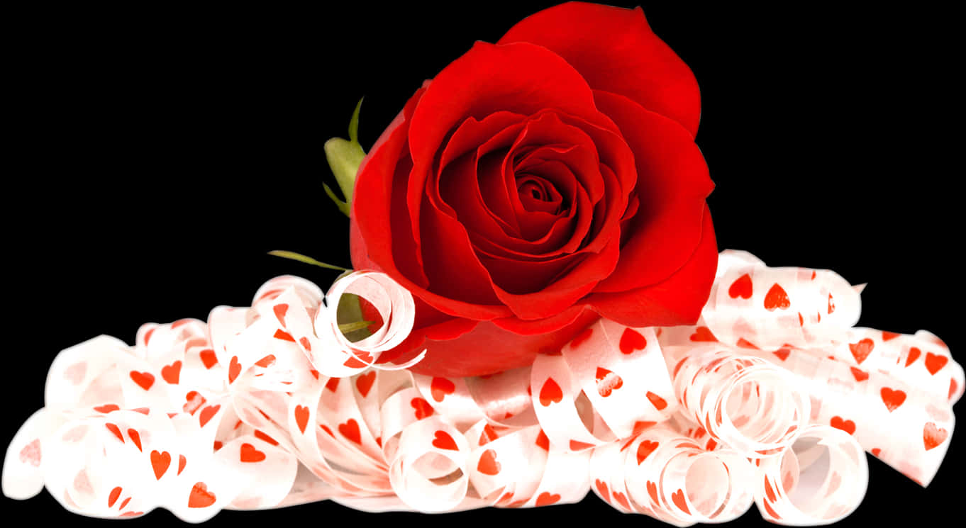 Red Roseon Heart Ribbon PNG image