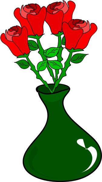 Red Rosesin Green Vase Vector PNG image