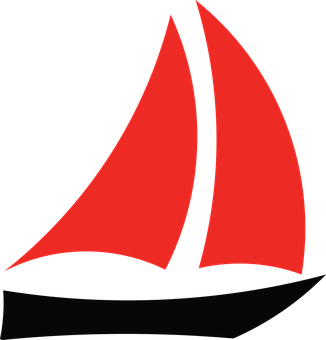 Red Sailboat Silhouette PNG image