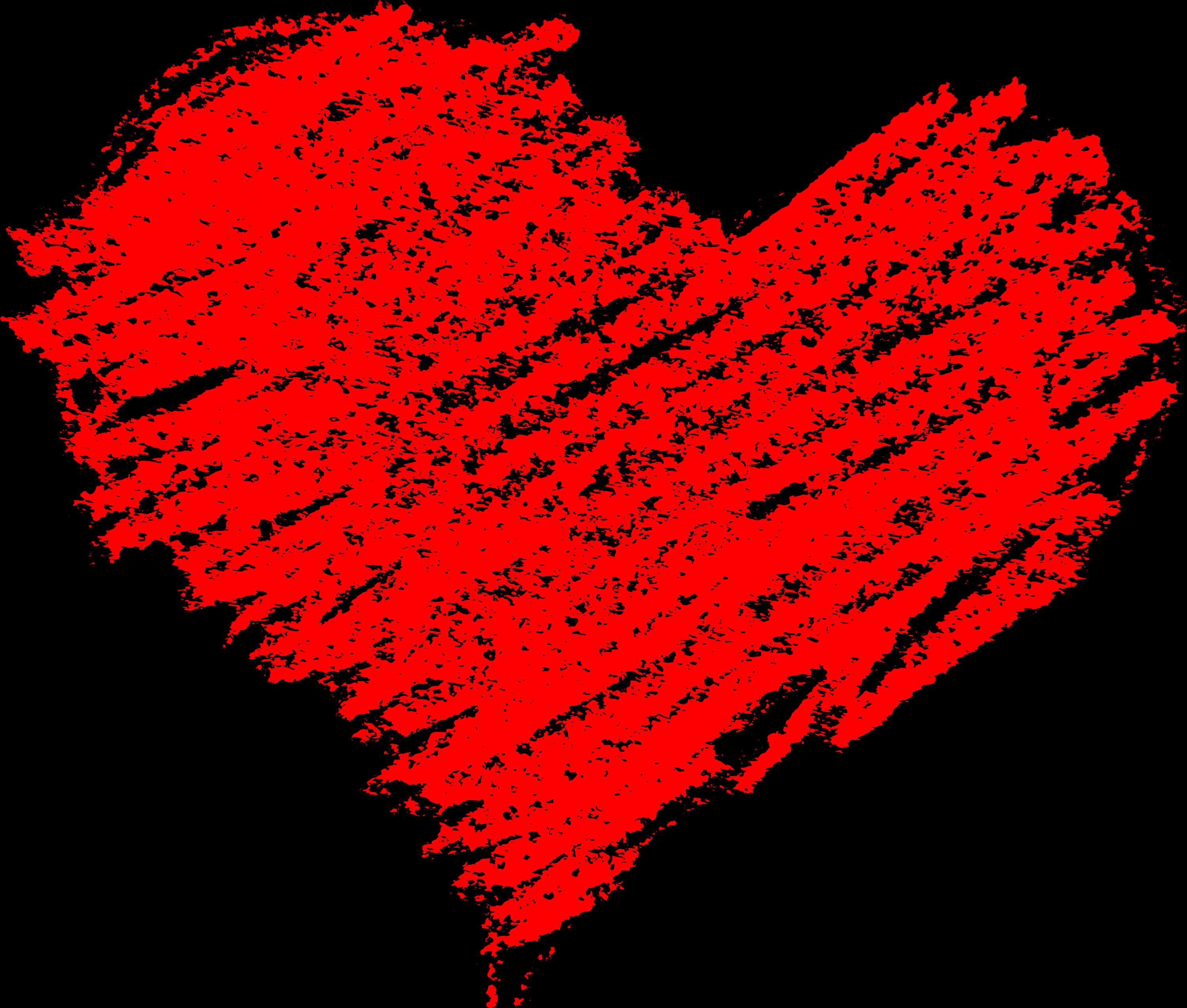 Red Scribble Hearton Black Background PNG image