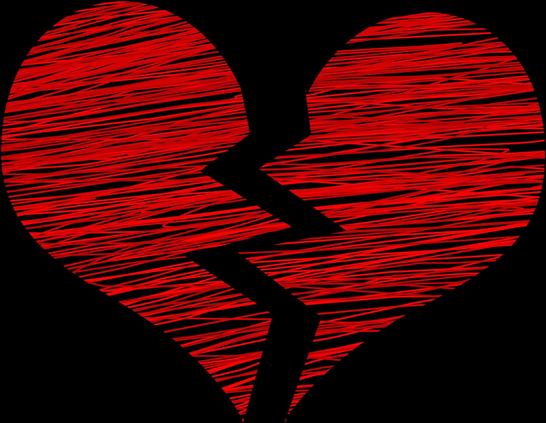 Red Scribbled Broken Heart PNG image