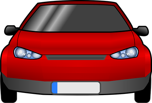 Red Sedan Front View Vector PNG image