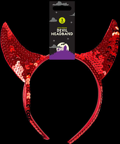 Red Sequin Devil Headband PNG image