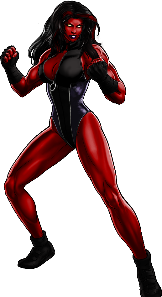 Red She Hulk Illustration PNG image