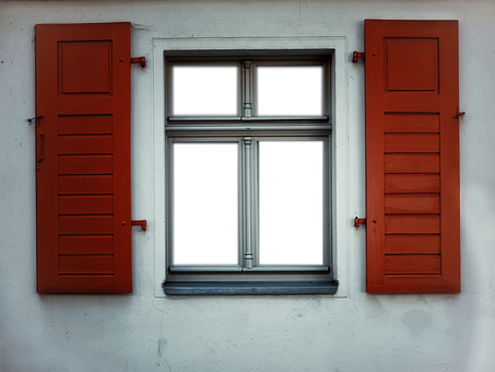 Red Shutters Window Facade PNG image