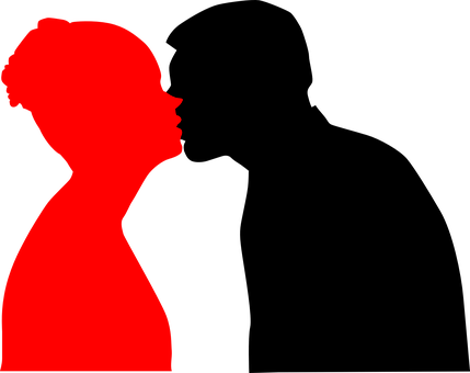 Red Silhouette Kiss Illusion PNG image
