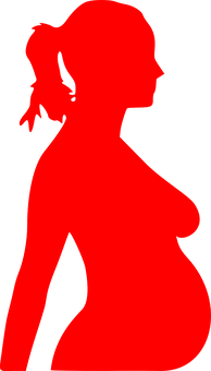 Red Silhouette Pregnant Woman Profile PNG image