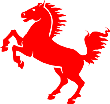 Red Silhouette Rearing Horse PNG image