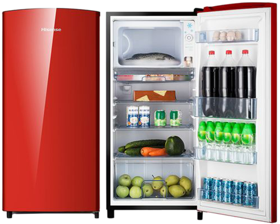 Red Single Door Refrigerator Full View PNG image