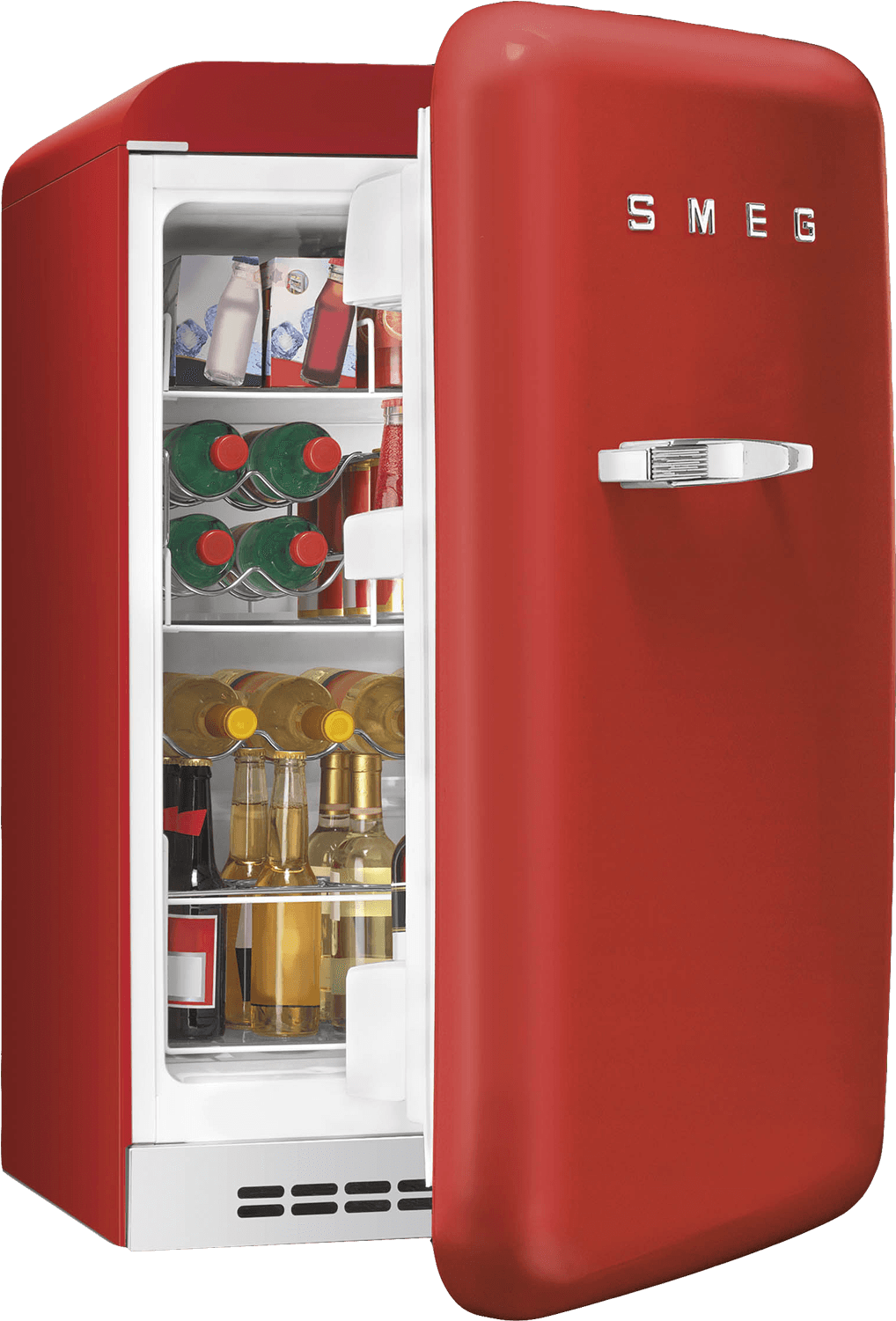 Red Smeg Fridge Open Door PNG image