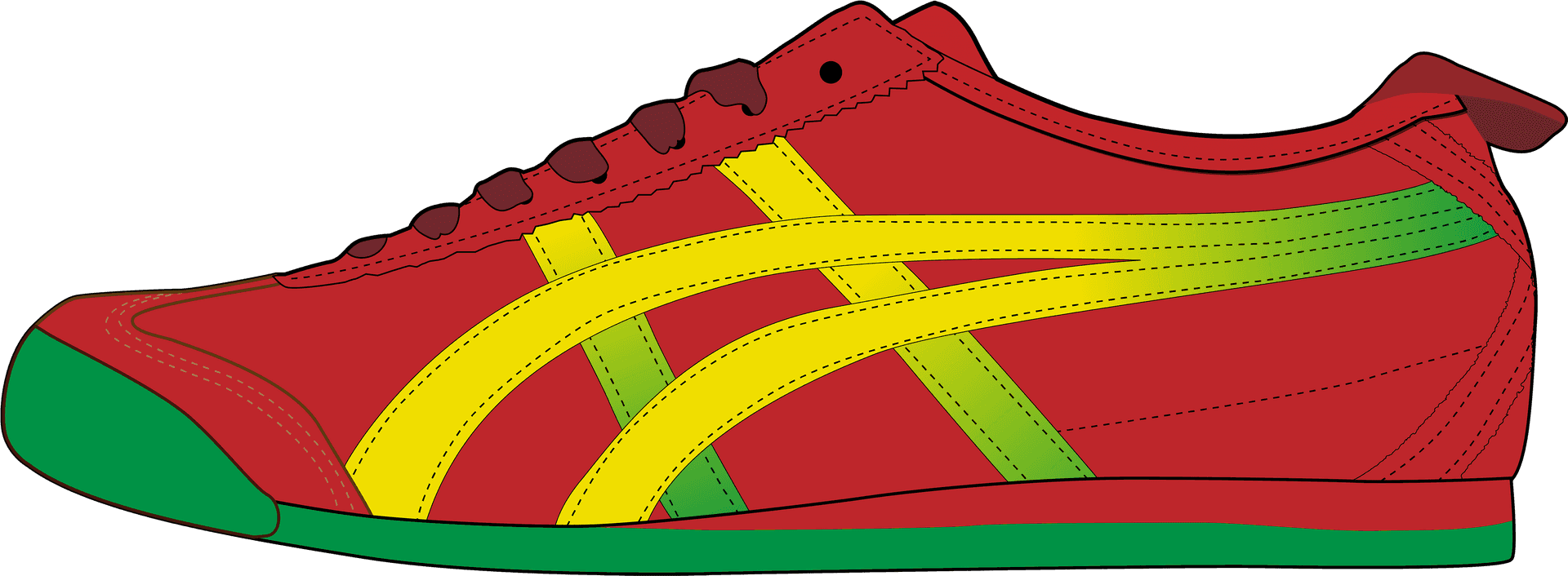 Red Sneaker Yellow Stripes PNG image