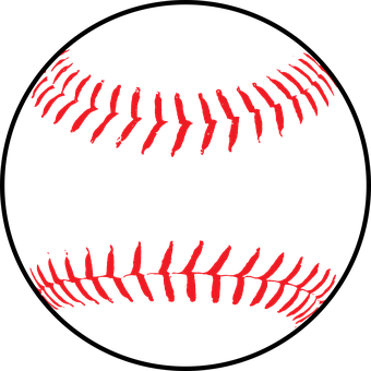 Red Softball Stitchingon Black PNG image