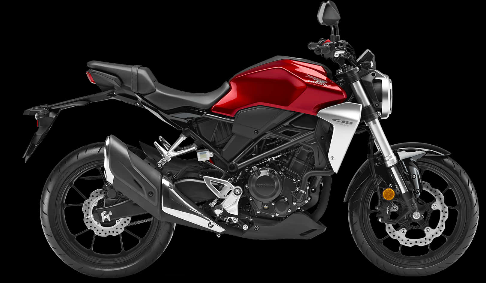 Red Sport Motorcycle Black Background PNG image