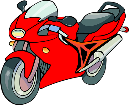 Red Sport Motorcycle Cartoon PNG image