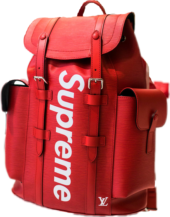 Red Supreme Branded Backpack PNG image