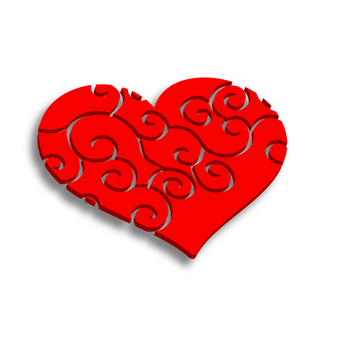 Red Swirl Heart Graphic PNG image