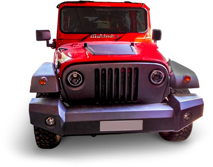 Red Thar S U V Front View PNG image