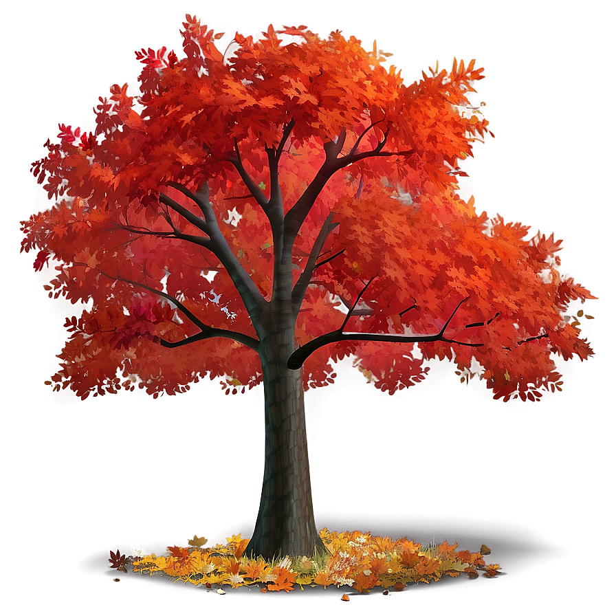 Red Tree In Autumn Park Png Etm47 PNG image