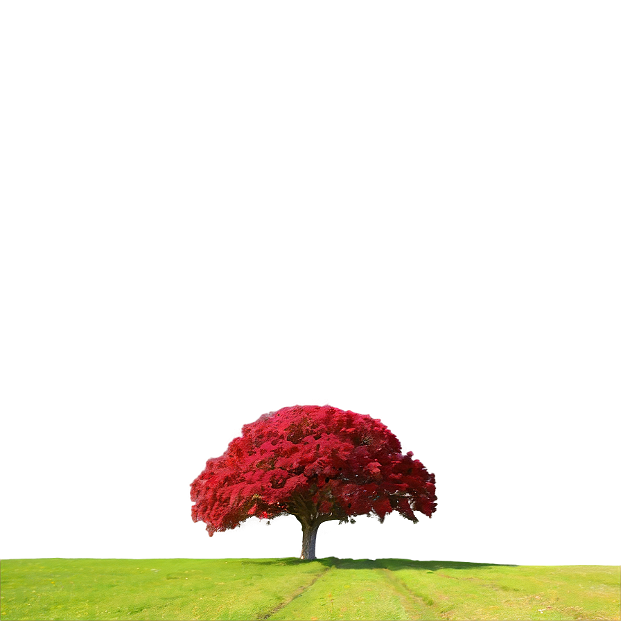 Red Tree In Peaceful Valley Png Nhu PNG image