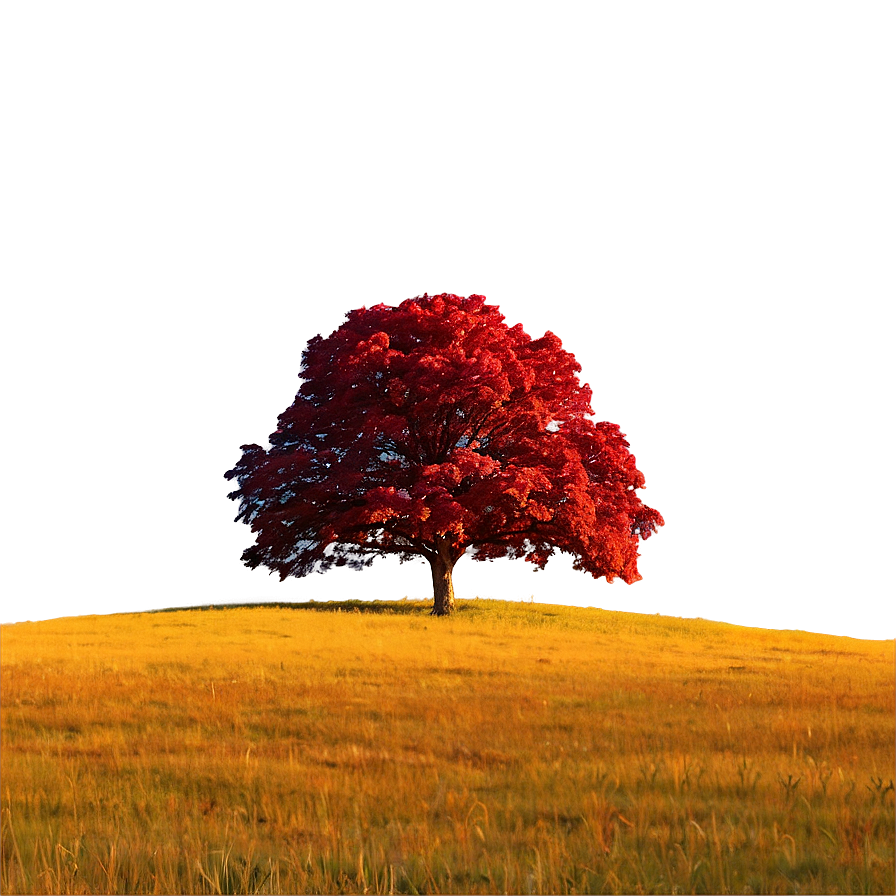 Red Tree In Vibrant Meadow Png Qgy64 PNG image