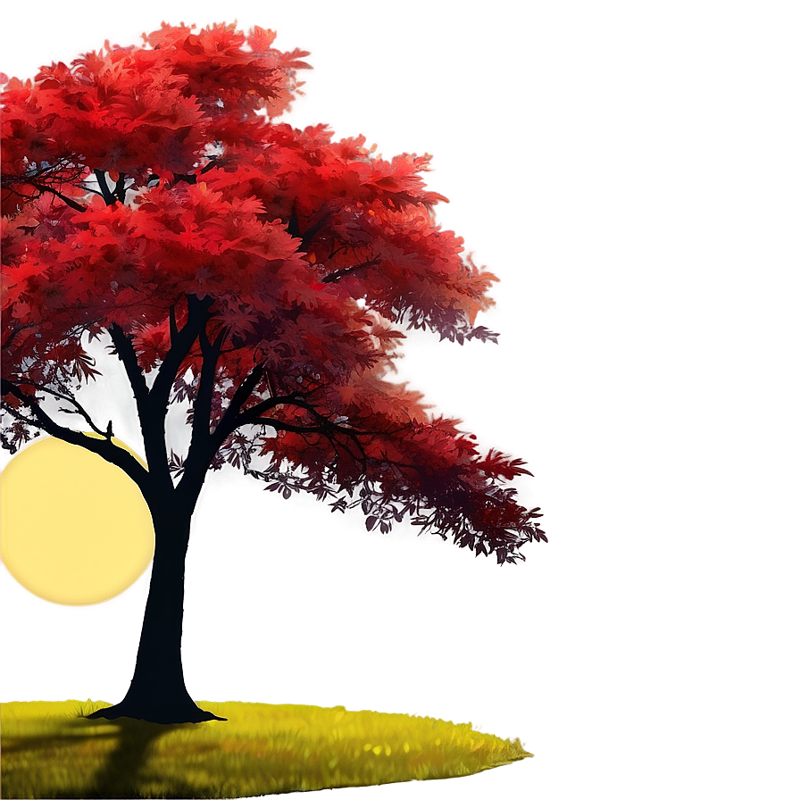 Red Tree Sunset Background Png 06252024 PNG image