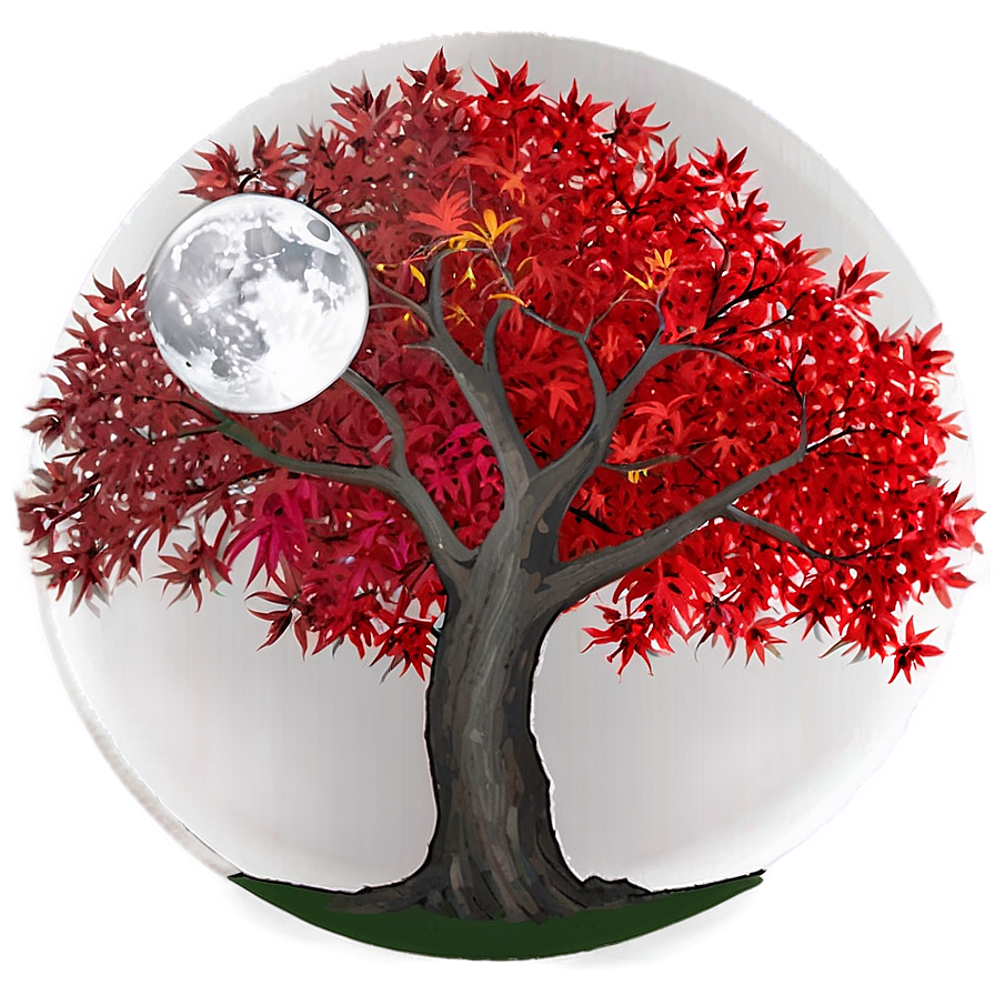 Red Tree With Full Moon Png Rvy52 PNG image