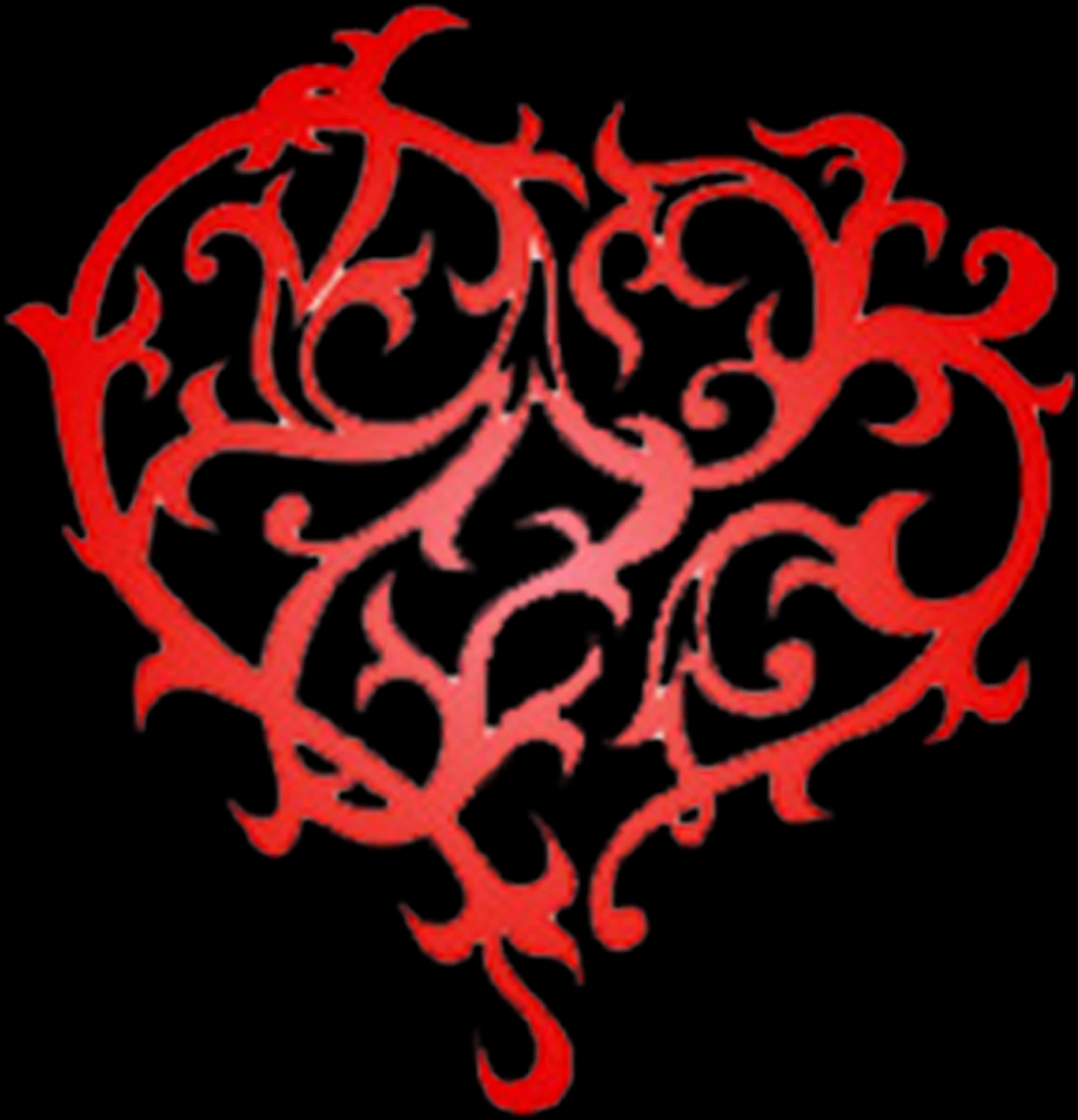 Red Tribal Heart Tattoo Design PNG image
