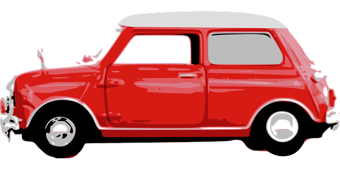 Red Vintage Mini Cooper Graphic PNG image