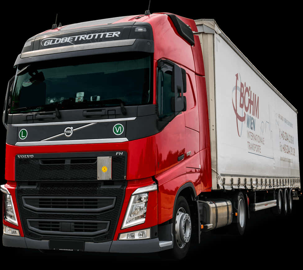 Red Volvo Globetrotter Truck PNG image