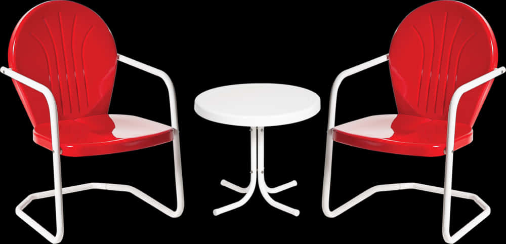 Red White Outdoor Furniture Set PNG image