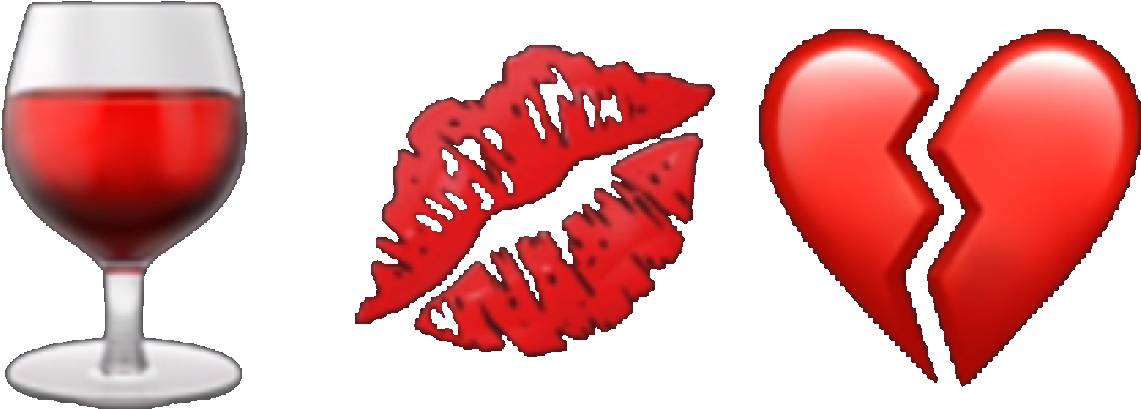 Red Wine Glass Kiss Broken Heart PNG image
