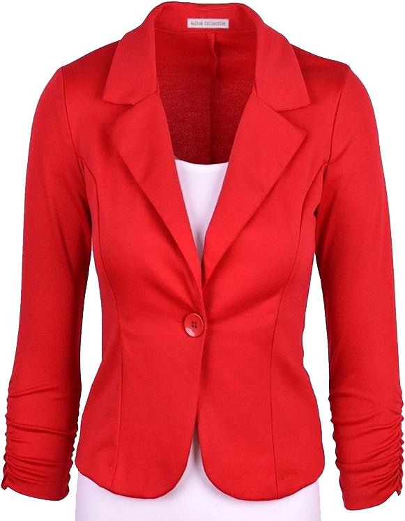 Red Women Blazer Single Button PNG image