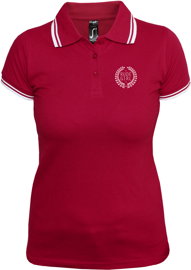 Red Womens Polo Shirtwith Logo PNG image