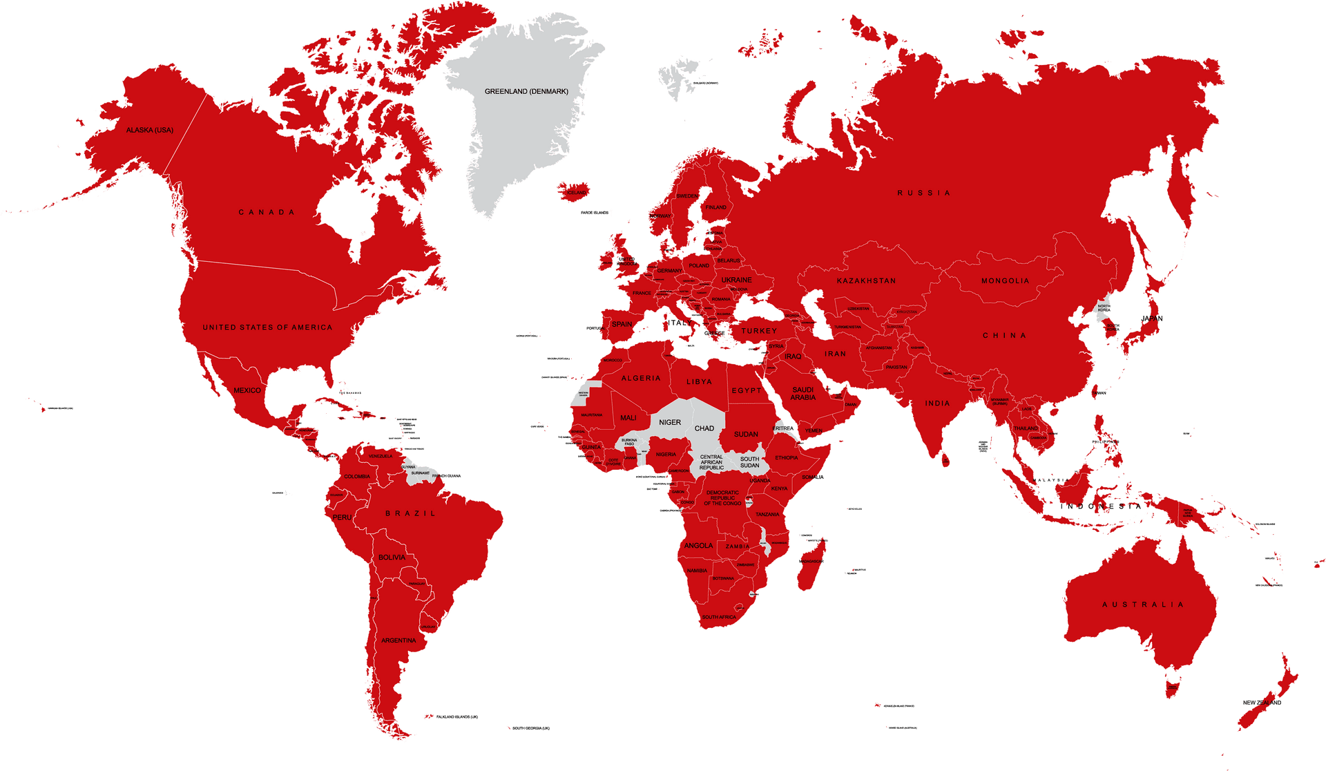 Red World Map PNG image