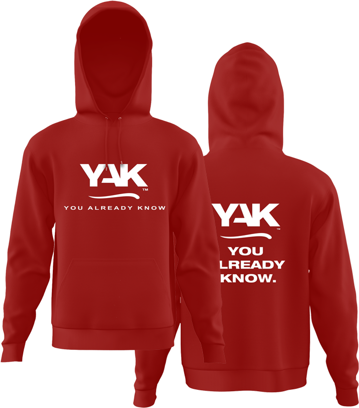 Red Y A K Hoodie Mockup PNG image