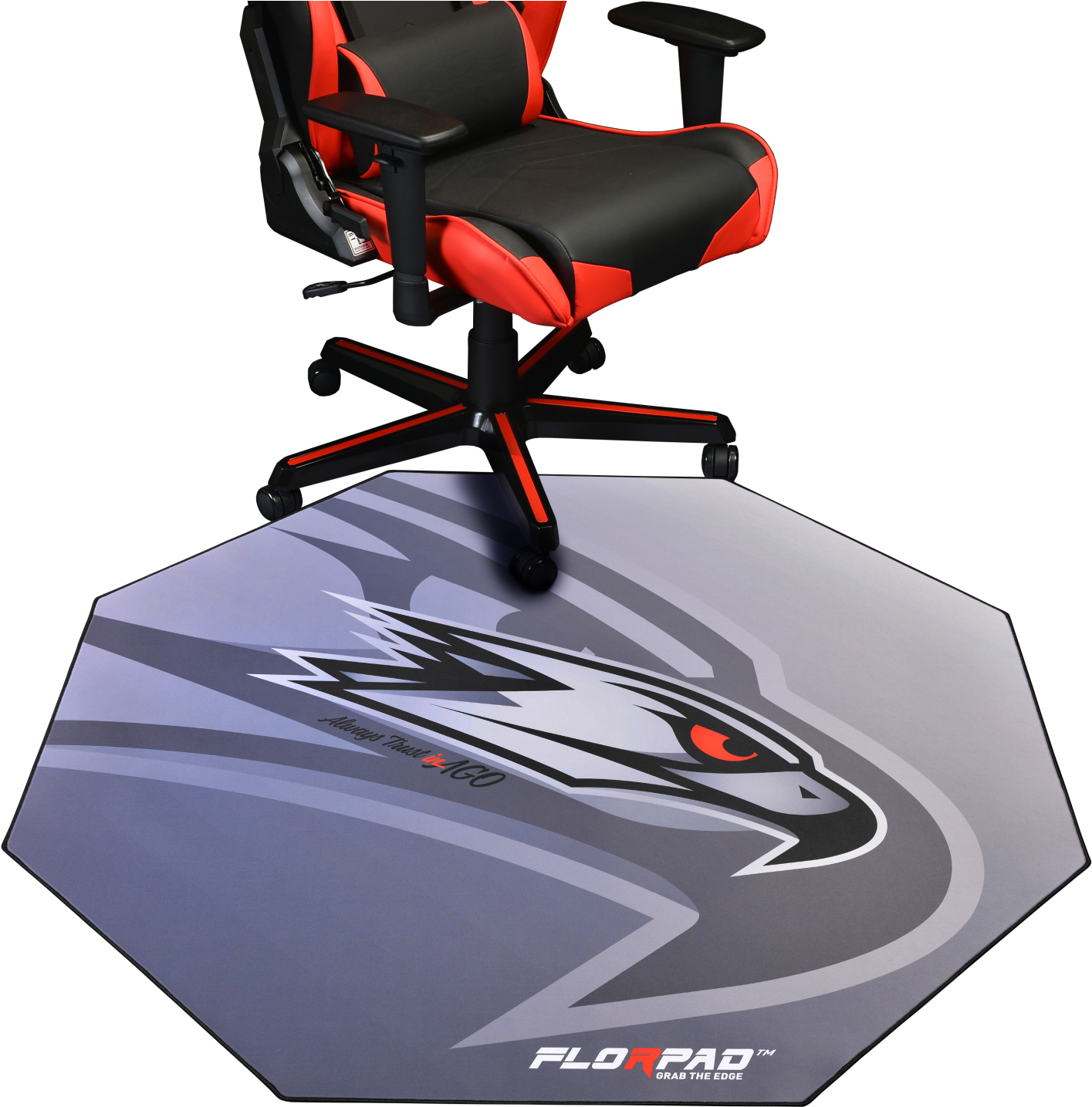 Redand Black Gaming Chairon Floor Mat PNG image