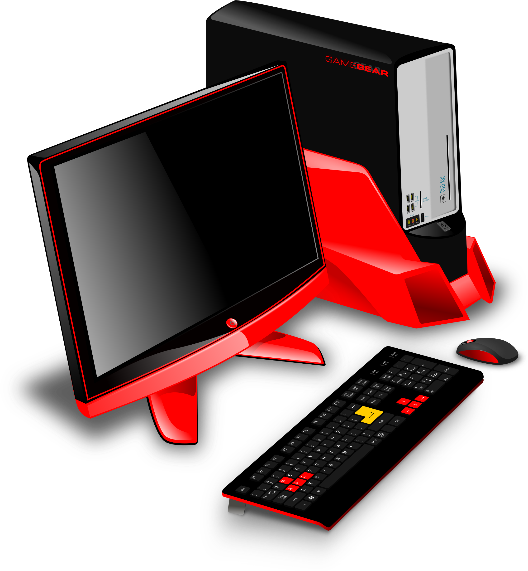 Redand Black Gaming Setup PNG image