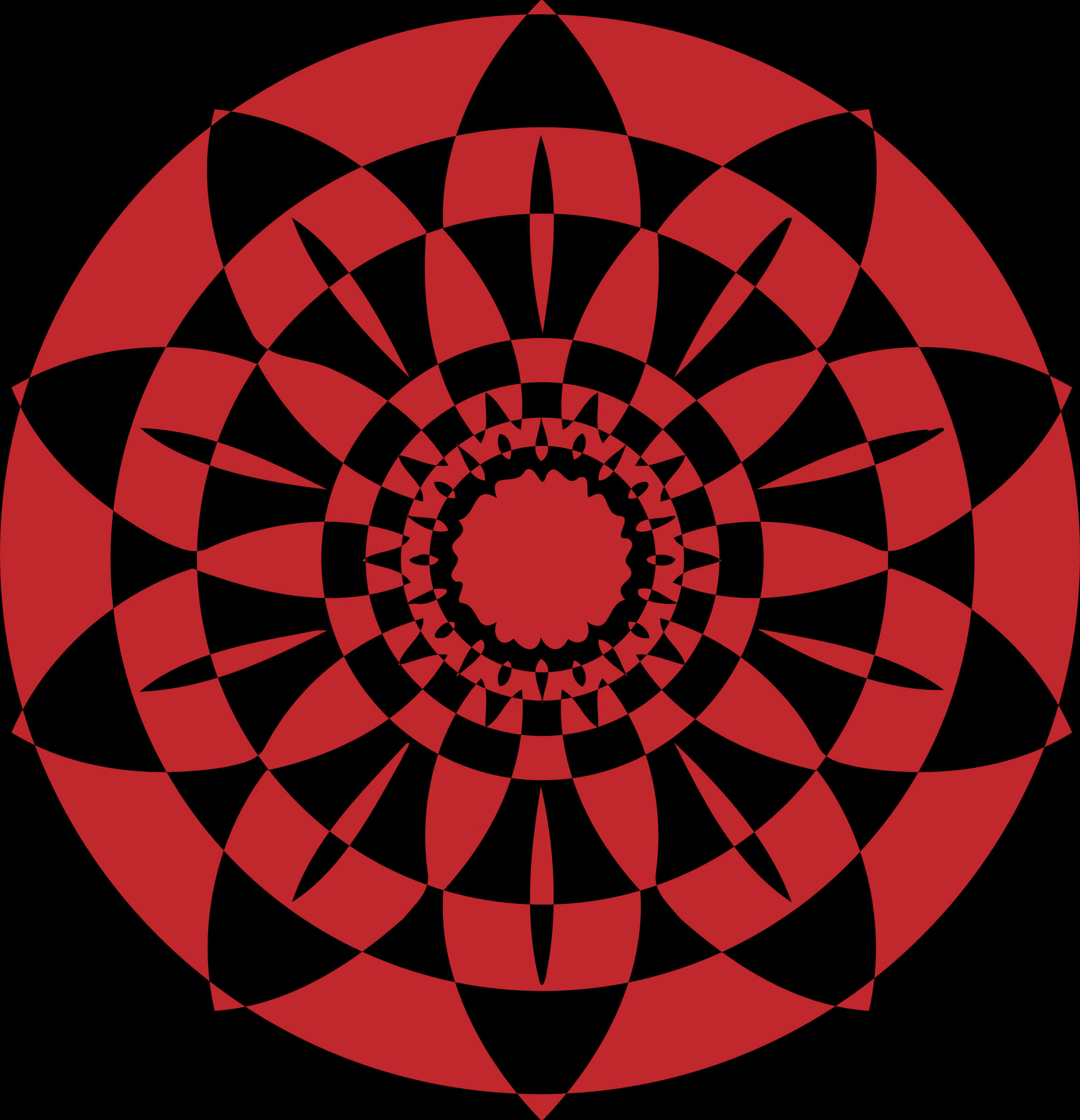 Redand Black Geometric Mandala PNG image
