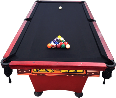 Redand Black Pool Table Setup PNG image