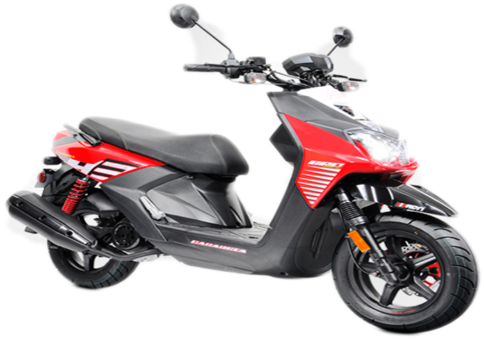 Redand Black Scooter Isolated PNG image