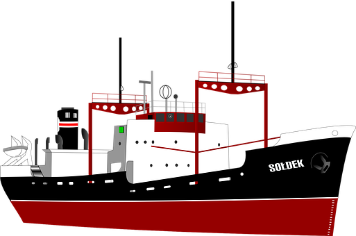 Redand Black Ship Illustration PNG image