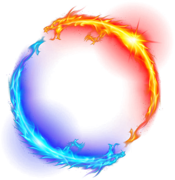 Redand Blue Fire Dragon PNG image