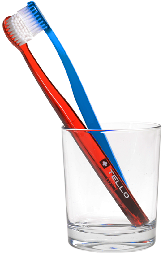 Redand Blue Toothbrushesin Glass PNG image